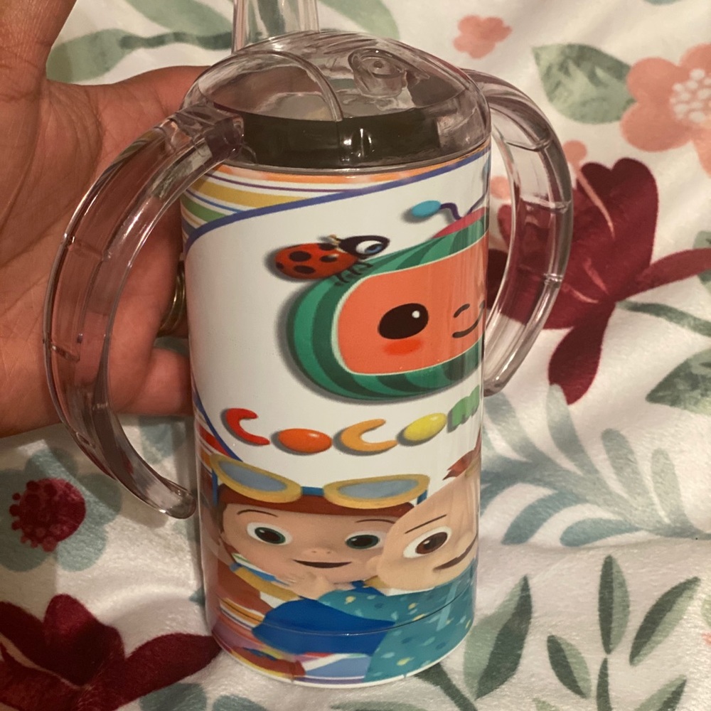 12oz stainless steel sippy cup with handles.